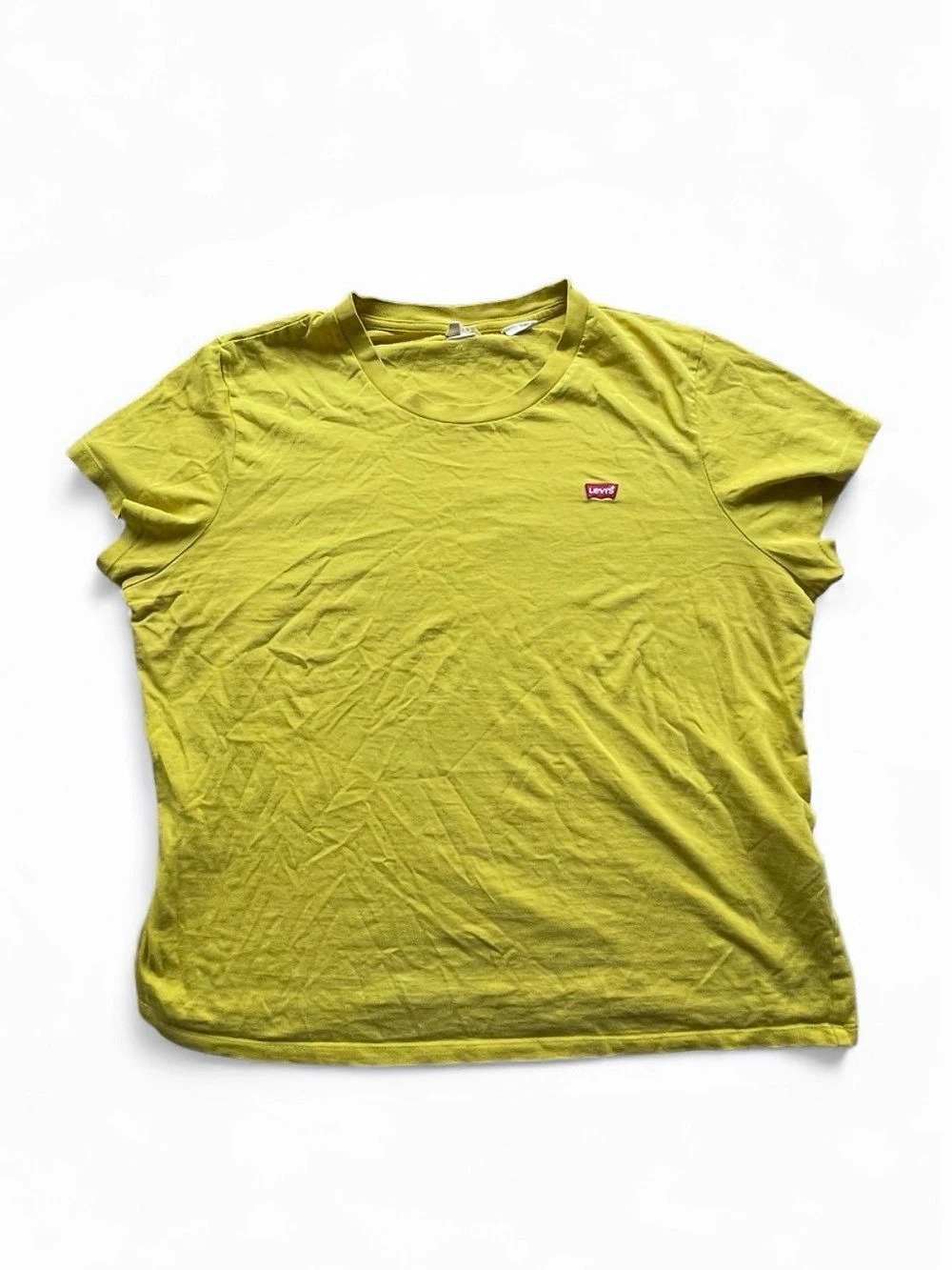 3/12$ Levi's Logo Tab Short Crew Neck Sleeve Tee | Lime Neon Green | SIZE LARGE